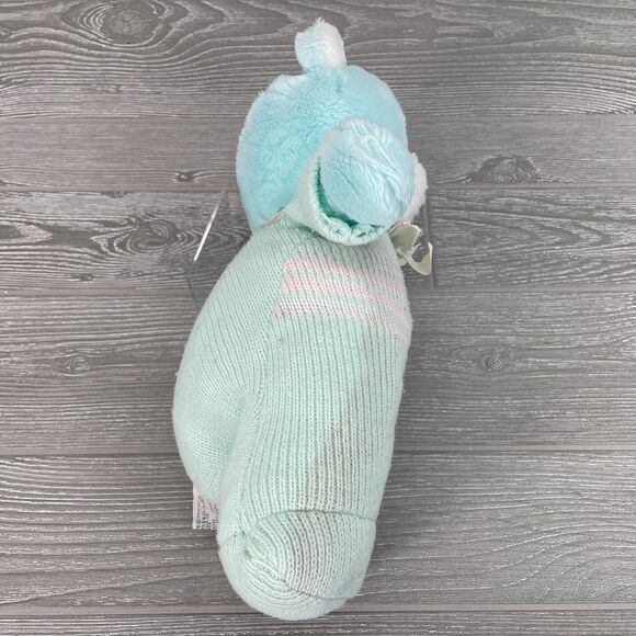 Vintage 1987 Applause Blue Cuddle Up Bear Cub Plush Chime Rattle in Knit Sweater - Picture 5 of 9